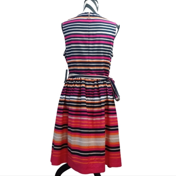 NWT Tommy Hilfiger Sz 14 Striped 100% Cotton Fit & Flare Dress - Picture 2 of 13